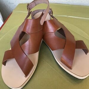 Elegant Tan Leather Sandals, new